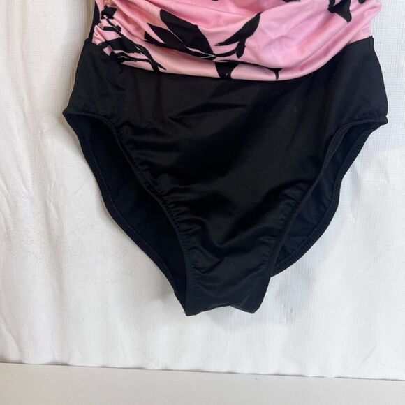 MiracleSuit One Piece Estilo Tummy Control Swimsuit Pink Black Size 8 Underwire - Picture 6 of 12